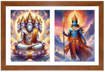 HitechMart Lord Bramha and indra Photo Frame Religious Frame