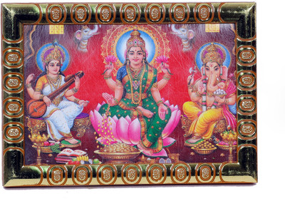 Dharmikk Laxmi maa, Saraswati maa & Ganesh ji Photo Frame | Pocket size photo frame Religious Frame