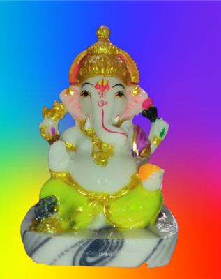 SWASTIK ENTERPRISES Ganesh ideal marble dust murti 10x8x12 cm Religious Frame