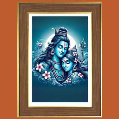 HitechMart Lord shiva and Parvathi Photo Frame 18x22 Inches Religious Frame