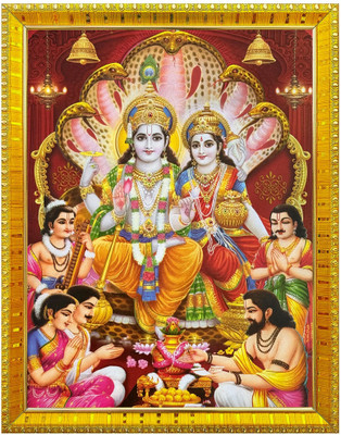 koshtak Vishnu Laxmi On Sheshnag Photo Frame With Lamination For Temple/Gift/Home Decor Religious Frame