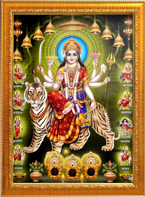 Sunfra Arts Durga maa photo frame with laminated sheet . size [ 5x7 inch] . Religious Frame