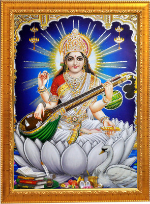 Sunfra Arts Saraswati mata ji photo frame with laminated sheet . size [ 5x7 inch] . Religious Frame