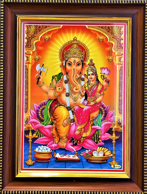 shreya arts frame wth glass Ganpati/Ganesha/Vinayaka/Pillaiyar/Shree Ganesh Photo Religious Frame