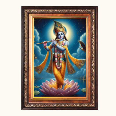 HitechMart Sri Krishna Color Photo frame 16x20 Inch Religious Frame