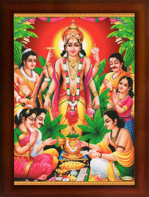 Craft Quest Lord Satyanarayan Swami Vishnu Avatar Photo Frame for Mandir (10 X 13 inches) Religious Frame