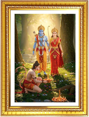 HitechMart Lord rama and sita and hanuman Photo Frame 10x14 Inches Religious Frame