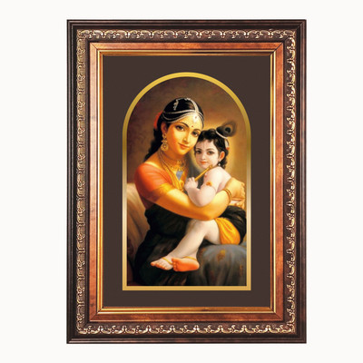 HitechMart Sri Krishna Color Photo 10x14 Inch Religious Frame