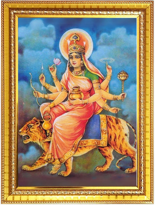 HitechMart Maa Chandraghanta Photo Frame 12x16 Inches Religious Frame