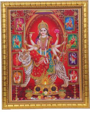Dharmikk Goddess durga maa religious wooden Photo Frame with Wall Hook, 1 Piece Religious Frame