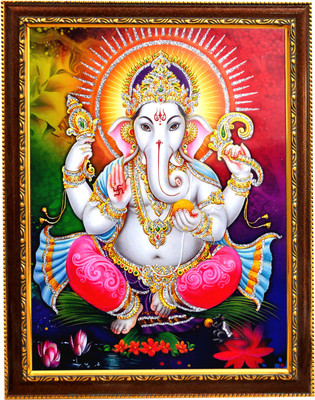 Sunframing Ganesh ji photo frame with laminated sheet . size [ 5x7 inch ] Religious Frame