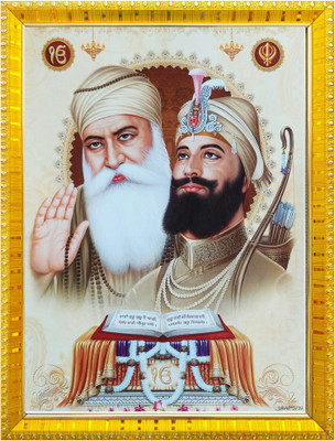 koshtak Shree Guru Nanak Dav & Guru Govind Singh Ji With Guru Granth Sahib Ji Religious Frame