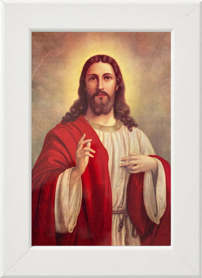 PY Creation Religious Photo Frame of Jesus in red and white robes with blessing gesture Religious Frame