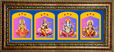 HitechMart Devi Laxmi, Devi Saraswati, Shree Ganesh Ji and Devi Durga Religious Frame
