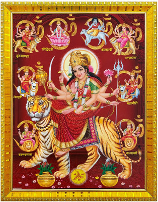 koshtak Nav Durga Photo Frame With Lamination For Temple/Puja Room/Gift/Home Decor Religious Frame