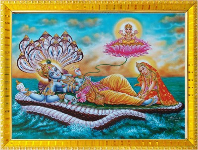 koshtak Koshtak Vishnu Laxmi/Lakshmi Ji On Sheshnag With Brahma Ji On Lotus Religious Frame