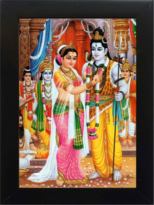 PY Creation Shiv Vivah depicting the divine marriage of Lord Shiva and Goddess Parvati Religious Frame