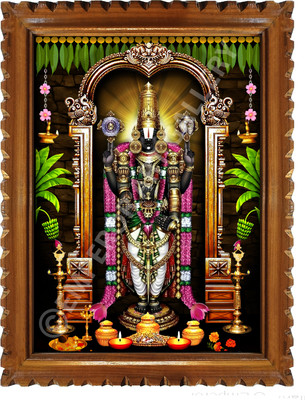 EMPEROR ART GALLERY Lord Venkateswara Swamy Religious Photo Frame, Premium Teak Wood, 16 x 12.2 in Religious Frame