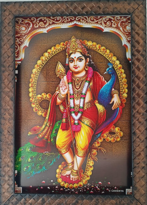 VGS MARKETINGS Lord Murugan With Mayil Vaaganam Religious Frame