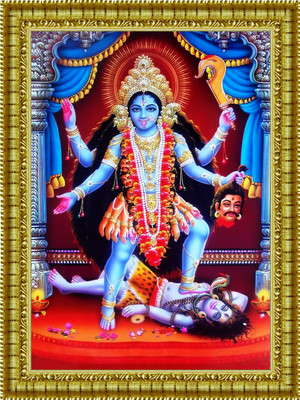 BISRAT CREATIONS Maa Kali MATA Ji Photo Frames for Worship/Pooja size=10 /13.5 inch Religious Frame