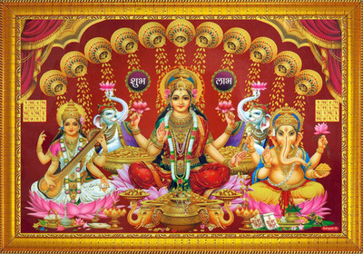 jog craft laxmi ji ganesh ji saraswati ji photo , dewali poojan panna Religious Frame
