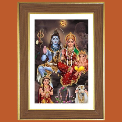 HitechMart Lord shiva and parvathi with ganesha Photo Frame 10x14 Inches Religious Frame