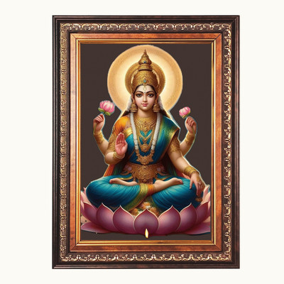 HitechMart Sri Laxmi Color Photo frame 10x14 Inch Religious Frame