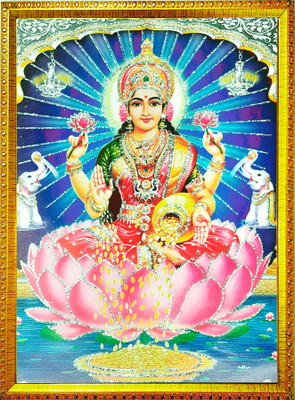 pcorporation Picture Frame of Goddess, for temple and prayer, sized 25x30 CM. Maa DhanaLaxmi Religious Frame