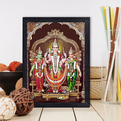 BISRAT CREATIONS Lord Subramanya Swamy Murugan Valli Devasena Photo Frame for Pooja Room Religious Frame