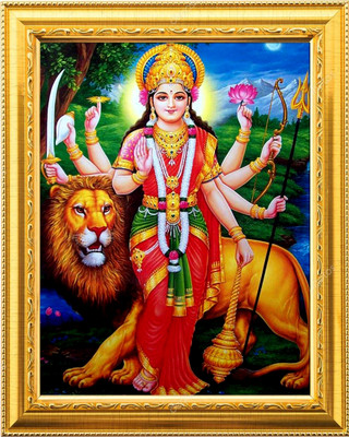 NDFRAME sherawali mata/DURGA MAA/ nav durga Photo Frame Laminated 9.5x11.5inches Religious Frame