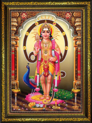 BISRAT CREATIONS Lord Murugan Ji Religious Photo Frame Size-10/14 Inch A4 Religious Frame