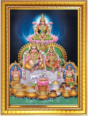 HitechMart Goddess kubera lakshmi Photo Frame 12x16 Inches Religious Frame