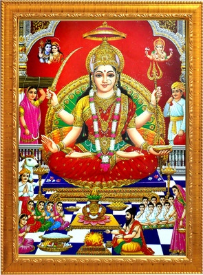 Sunframing Santoshi mata photo frame with laminated sheet .size [ 5x7 inch ] Religious Frame