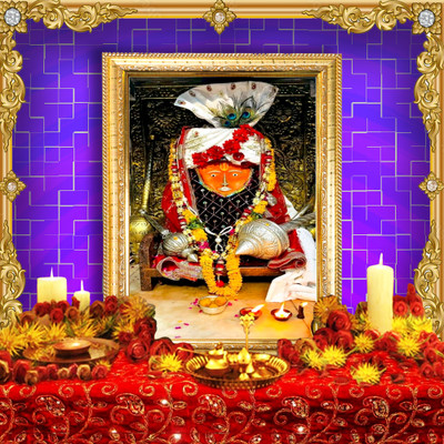 HAWAI Bageshwar Balaji Hanuman Wall Hanging Photo with Frame for Worship(13.5x10 inch) Religious Frame