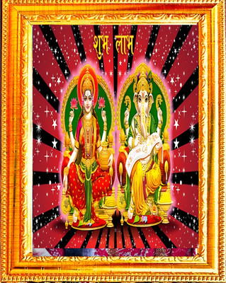 SL GIFTS Lord Laxmi Ganesh photo frame A4 9x12 size wood wall photo frame Religious Frame