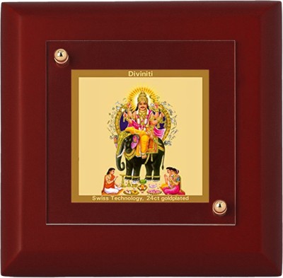 DIVINITI Vishwakarma Gold Plated Table Décor MDF 1A Wooden Wall Photo Religious Frame