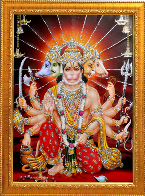 Sunframing Panchmukhi hanuman ji photo frame with laminated sheet . size [ 5x7 inch ] Religious Frame