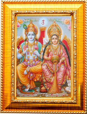 lvy Lord Lakshmi Narayan / Lord Vishnu With Lakshmi Mata size 9x11 inch Religious Frame