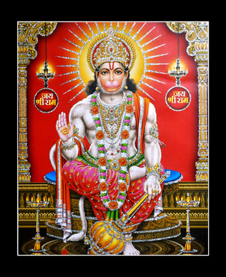 Sunframing Hanuman ji photo frame with laminated sheet . size [ 5x7 inch ] Religious Frame