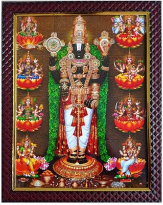 VJ ENTERPRISES Lord Tirupati Balaji Venkateswara Swamy with Astha Lakshmi Photo Frame Religious Frame