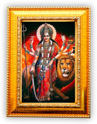 US COLLECTION Durga Maa on Tiger MATA vaishno Devi pindi roop photo frame Photo Frame Religious Frame
