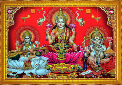 jog craft laxmi ji photo, laxmi ji panna, diwali poojan photo Religious Frame