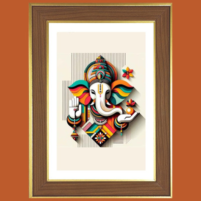 HitechMart Lord Ganapathi Bappa Photo Frame 10x14 Inches Religious Frame