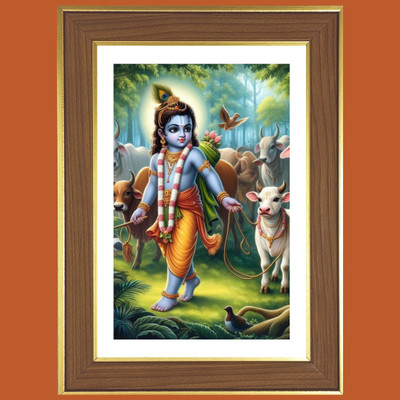 HitechMart Little Krishna Photo Frame 18x22 Inches Religious Frame