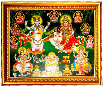 SUNINOW vishnu laxmi with aasht laxmi ganesh saraswati Religious Frame