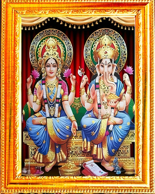 SL GIFTS Lakshmi Ganesh photo frame A4 9x12 size wood wall photo frame Religious Frame