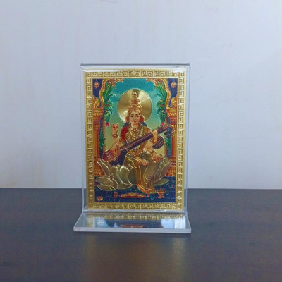 Hitech Sales Mata Saraswati Gold-Plated Acrylic Religious Frame