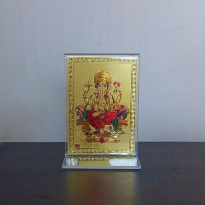 Hitech Sales Shree Ganesh Gold-Plated Acrylic Religious Frame