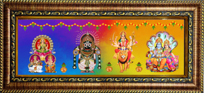 HitechMart Shree Ram Sita, Hanuman Ji, and Lord Shiv Parvati, and Shree Krishna Radha Religious Frame