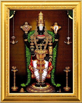 NDFRAME Lord Venkateswara swamy with Ganesha and Lakshmi Religious Frame